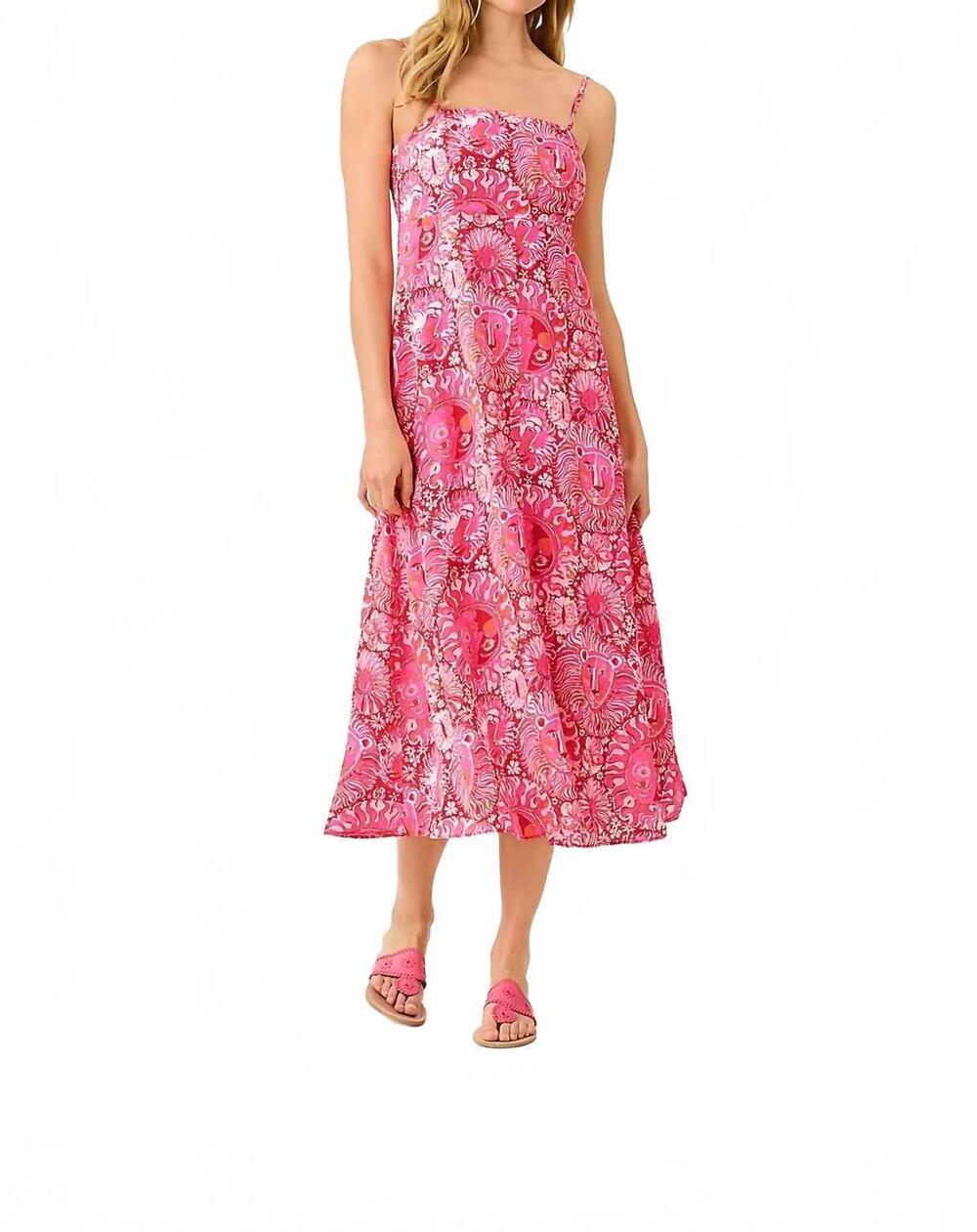 NEW LILLY PULITZER jorgian linen midi dress in paradise punch jims stuff